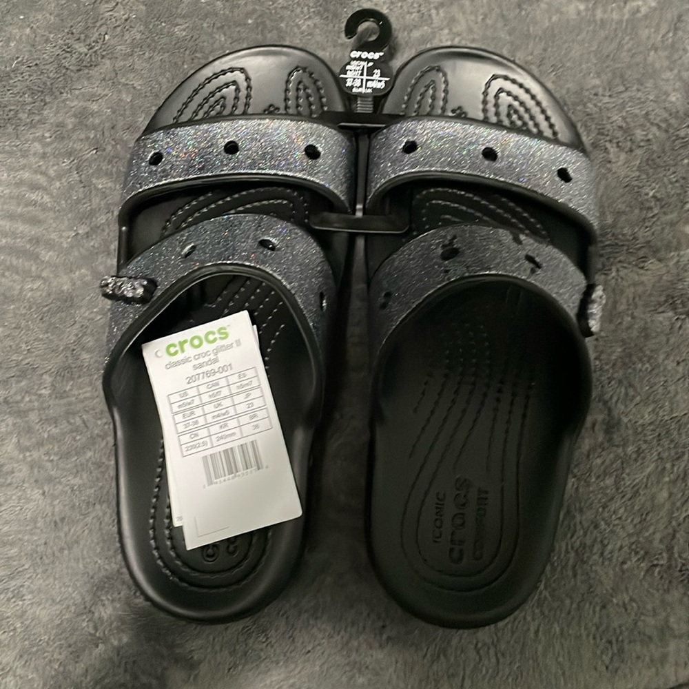 Crocs Glitter 2-Strap Slide Sandal Men’s 5/Women’s 7